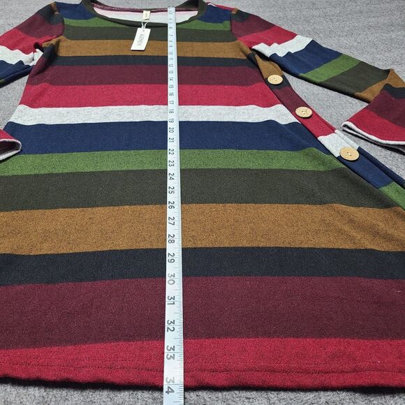 Igenjun Womens Sweater Dress Medium Multicolor Block Stripe Mid Lenght - Picture 2 of 11